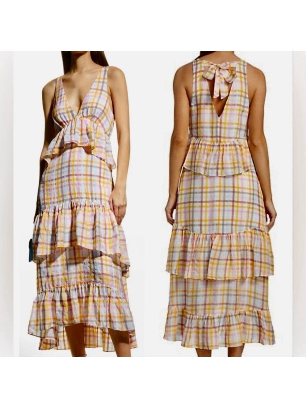 New Cinq a Sept Midi Astor Dress Ruffles Women's 10 Tiered Garden